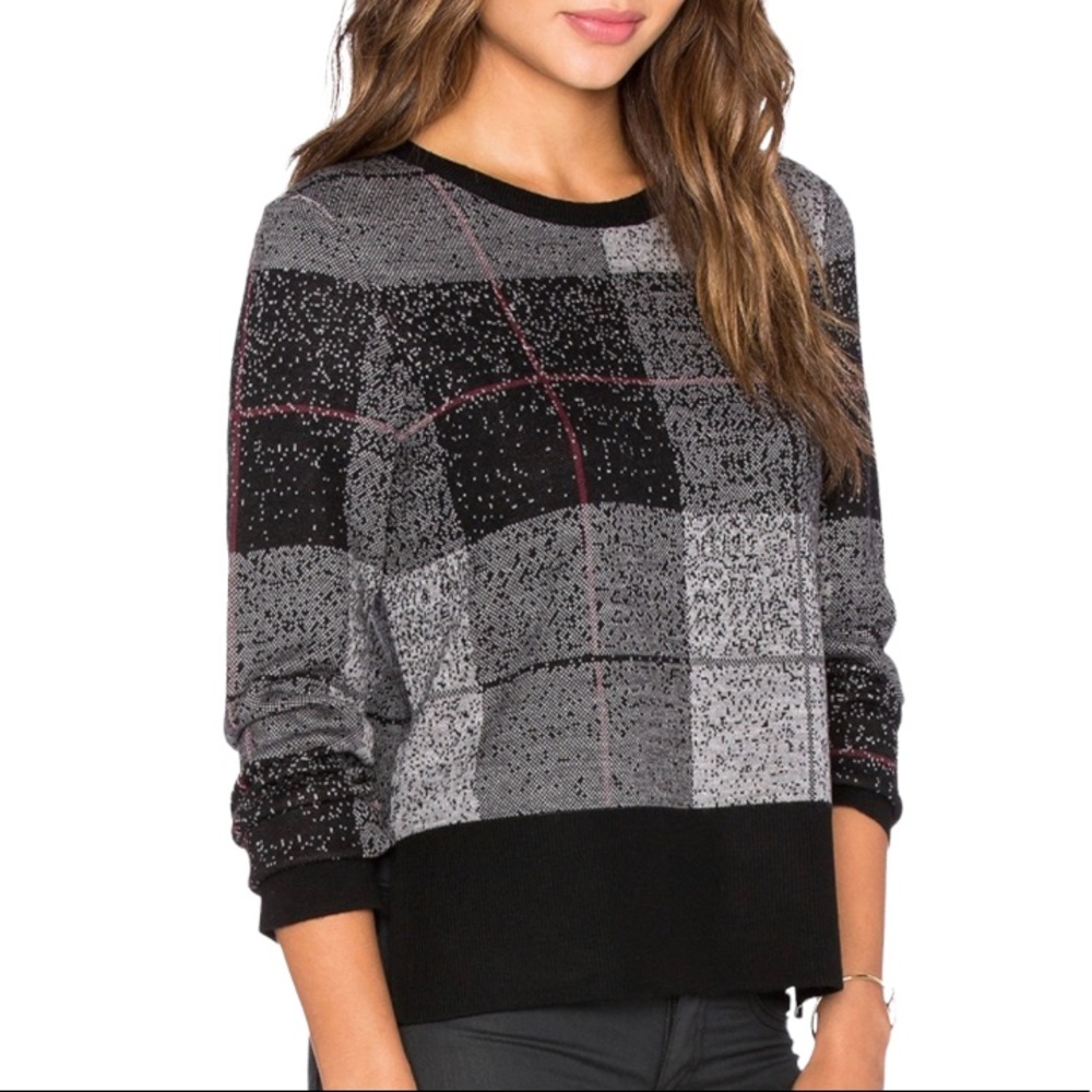 Plaid print rag and bone dark Academia style sweater size medium merino wool - Picture 2 of 8